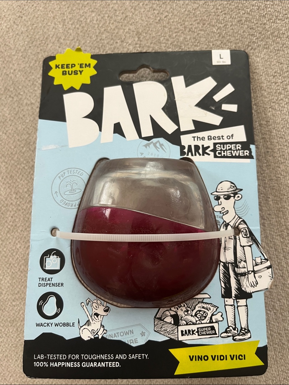 Bark Maroon Treat Dispenser Wacky Wobble Dog Toy
